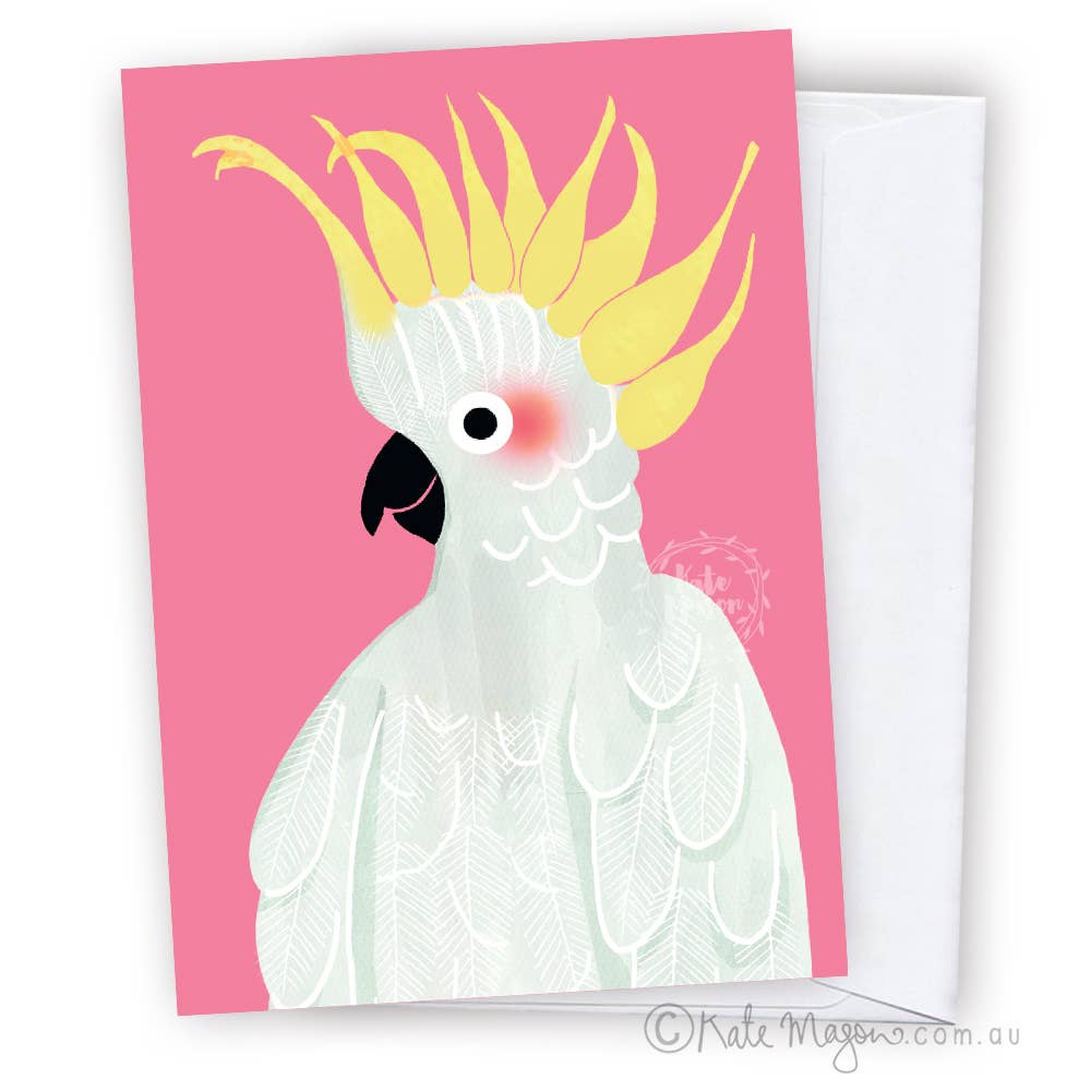 Australian Cocky Pink greeting card