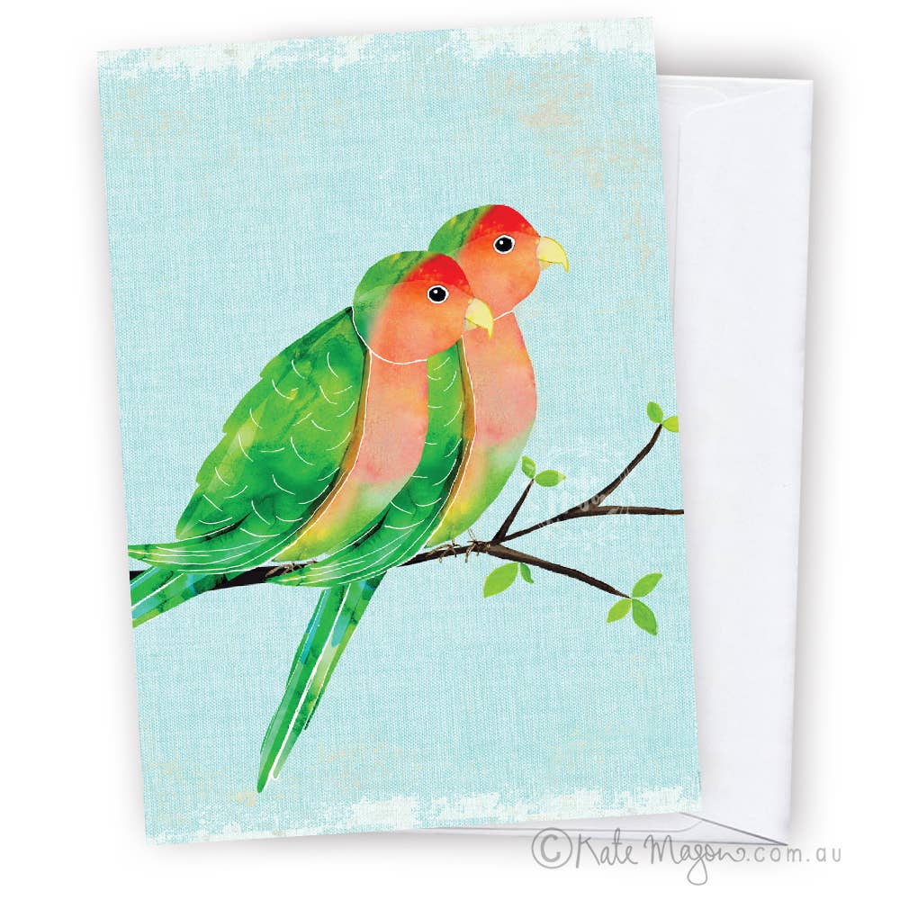 Peachface Lovebirds greeting card