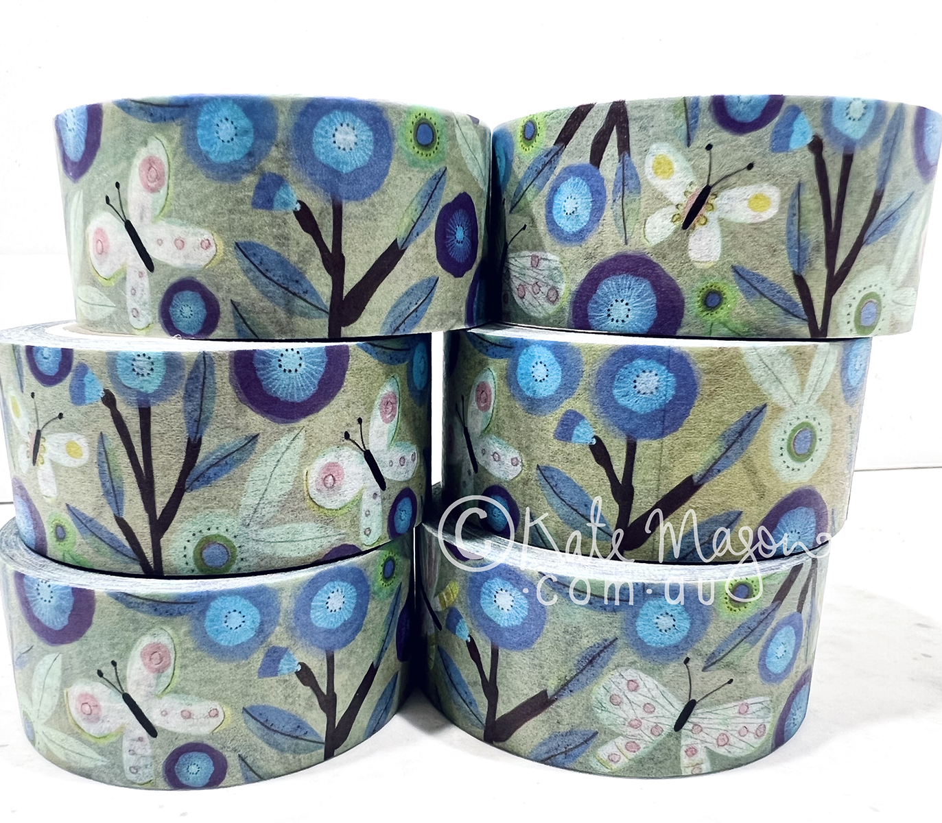 Floral Cornflower Butterfly washi tape