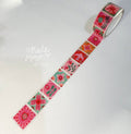 Folk Patchwork Pink & Mint washi tape