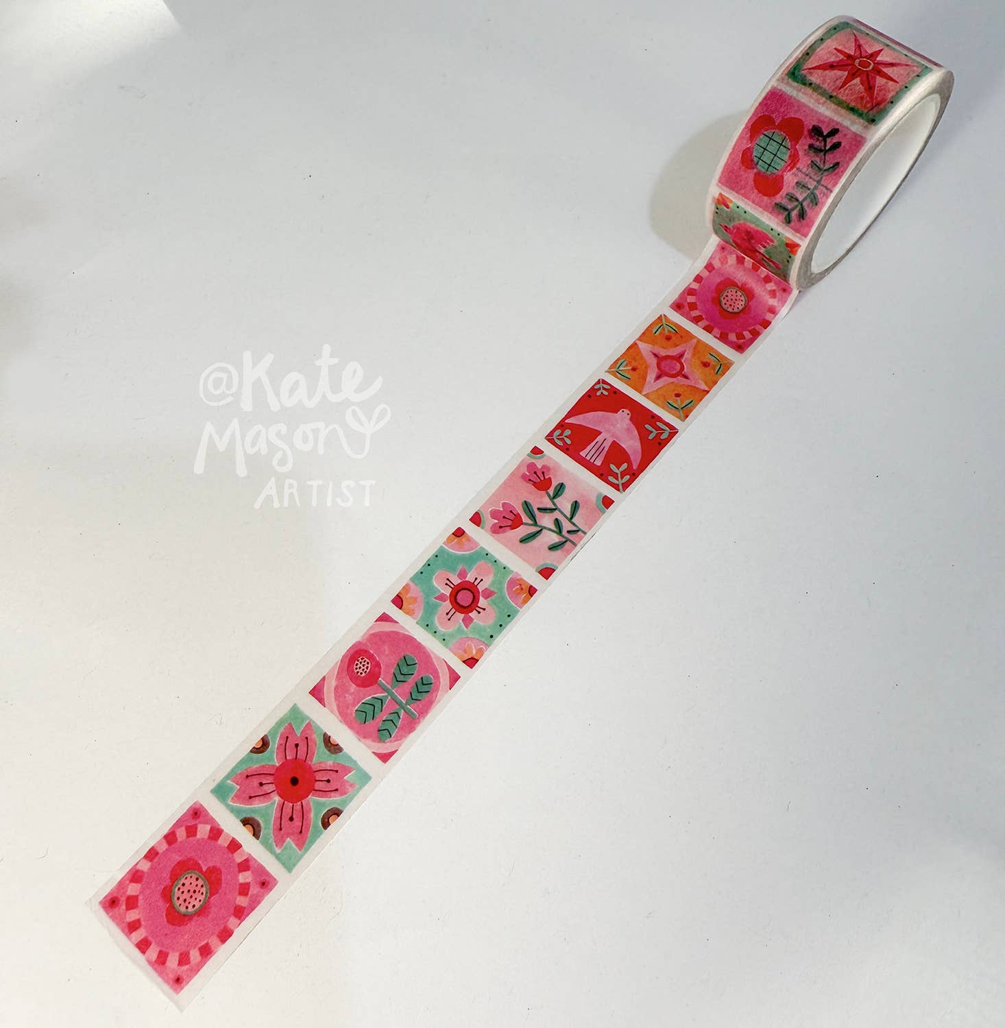 Folk Patchwork Pink & Mint washi tape