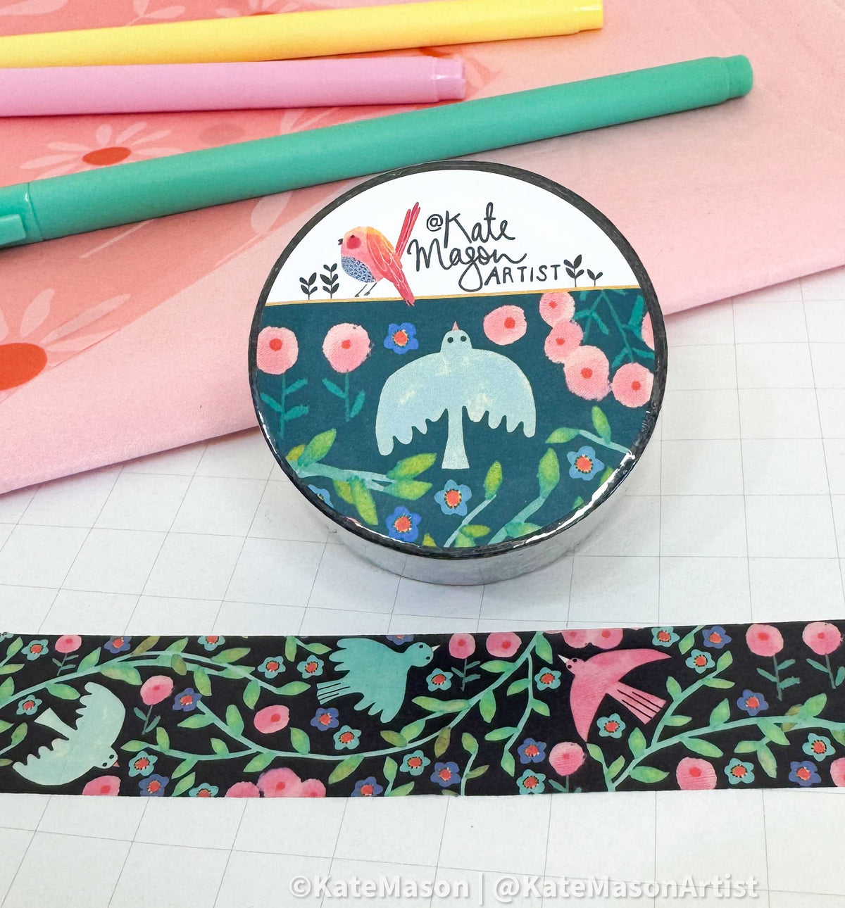 Bird Vine Black washi tape