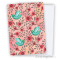 Bird Shabby Floral Pattern greeting card