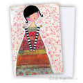 Stripey Girl Mixed Media greeting card
