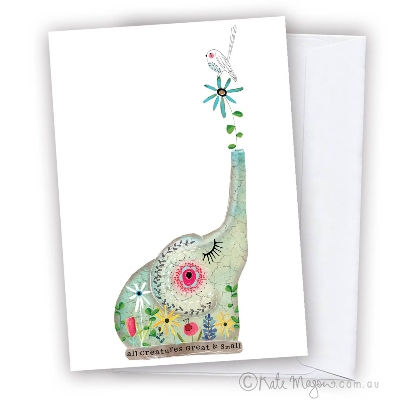 Elephant Trunk Up greeting card