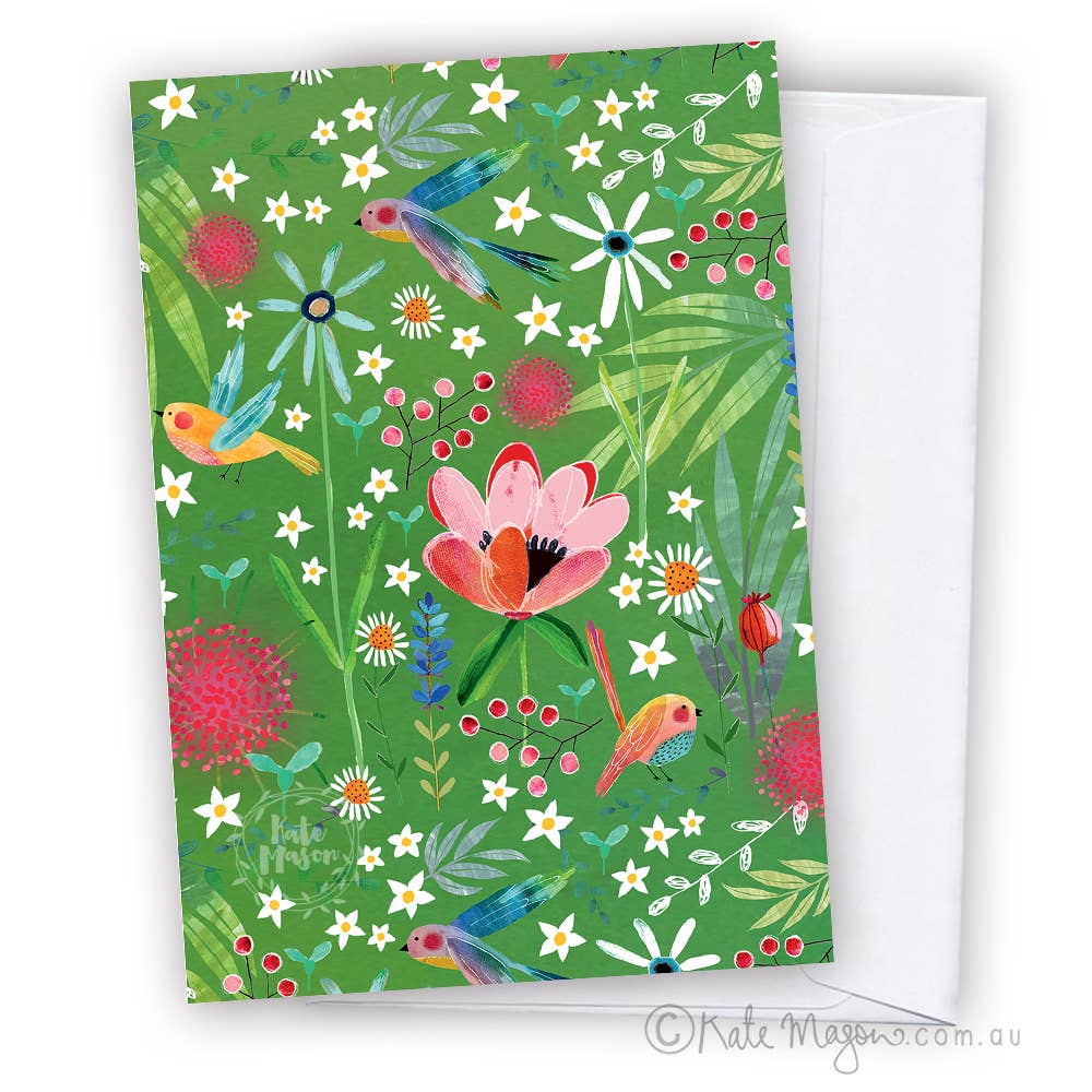 Green Spring Floral greeting card