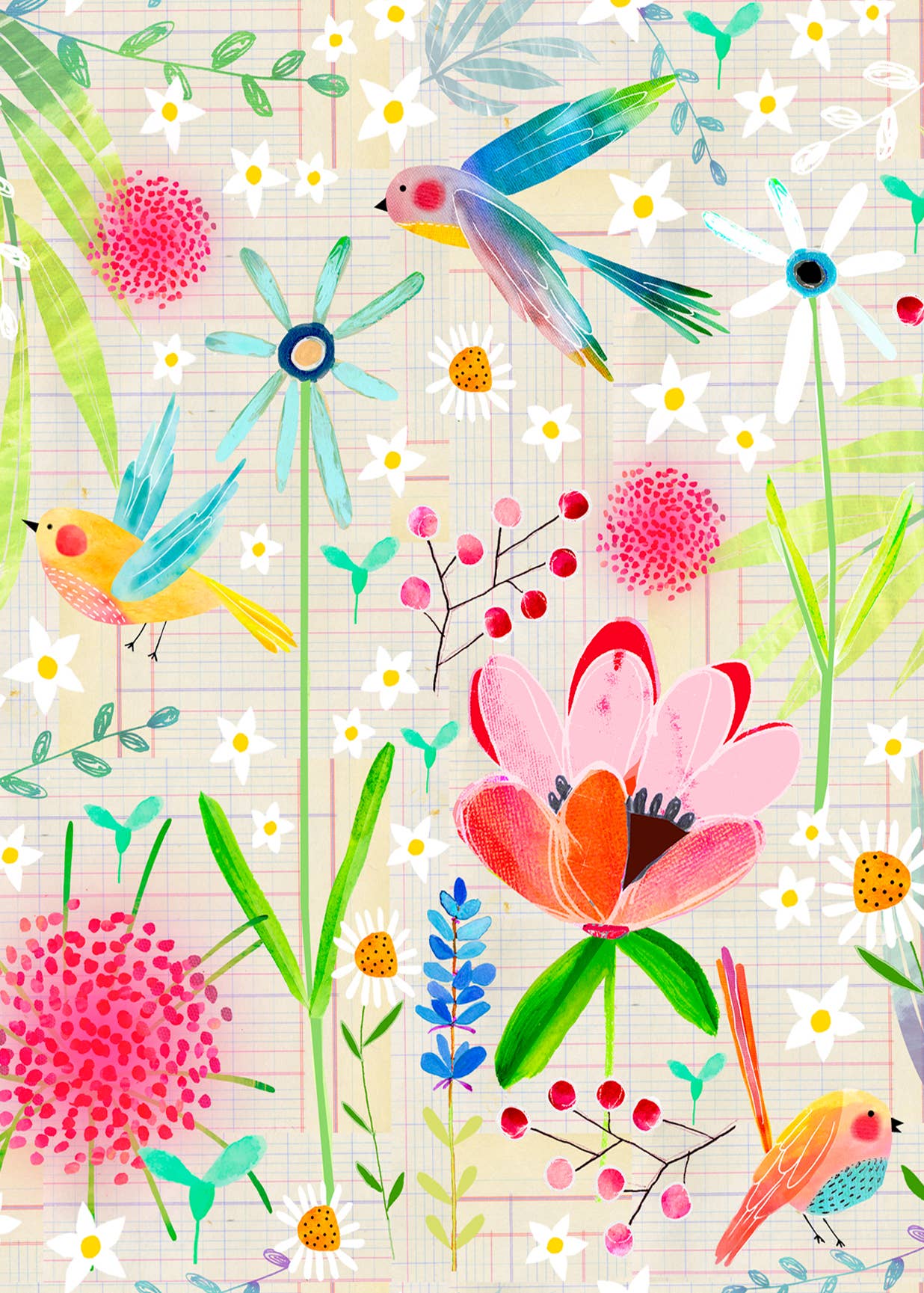 White Spring Floral postcard
