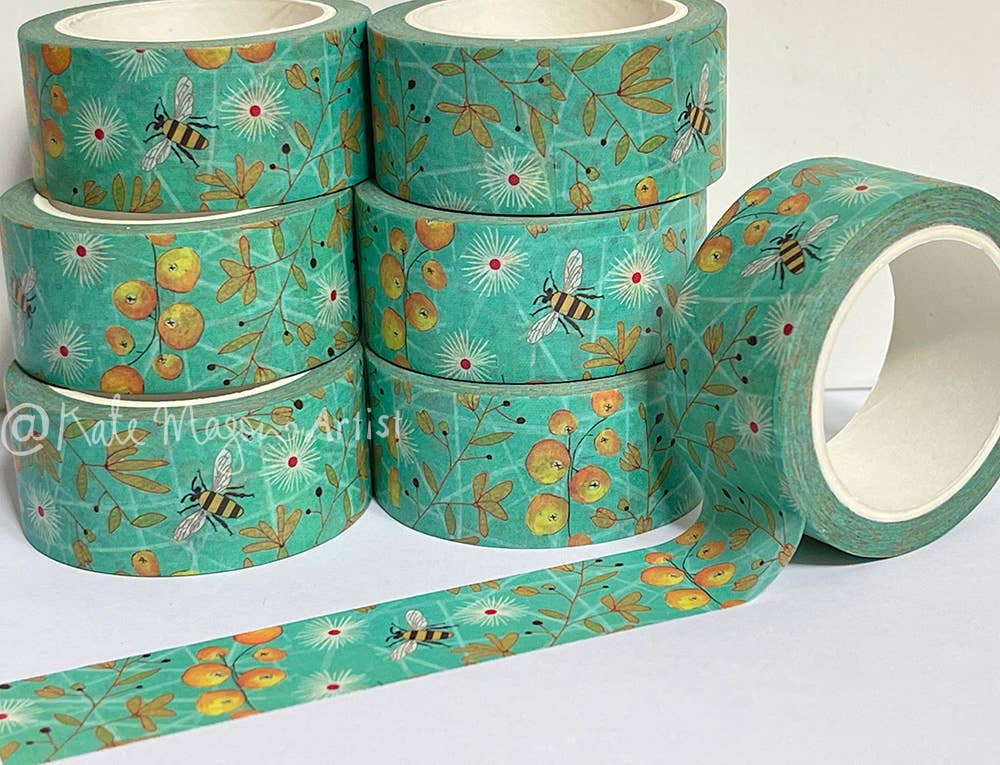 Bee Berries Aqua washi tape