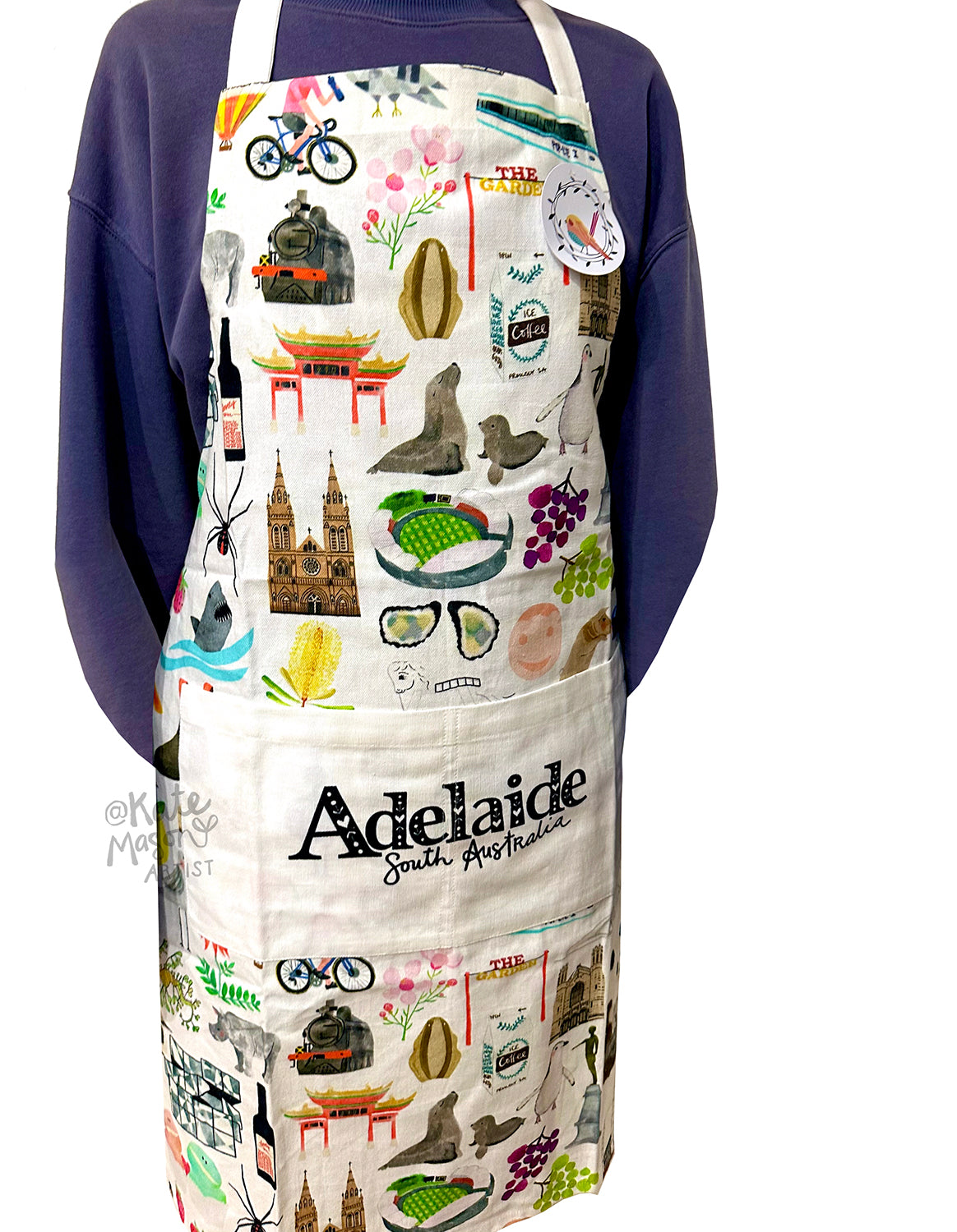 Adelaide Icons - colour APRON Adelaide South Australia Kitchen Craft Gift