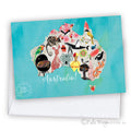 Australian Icon Map GREETING CARD Australia Snail Mail Stationery Gift