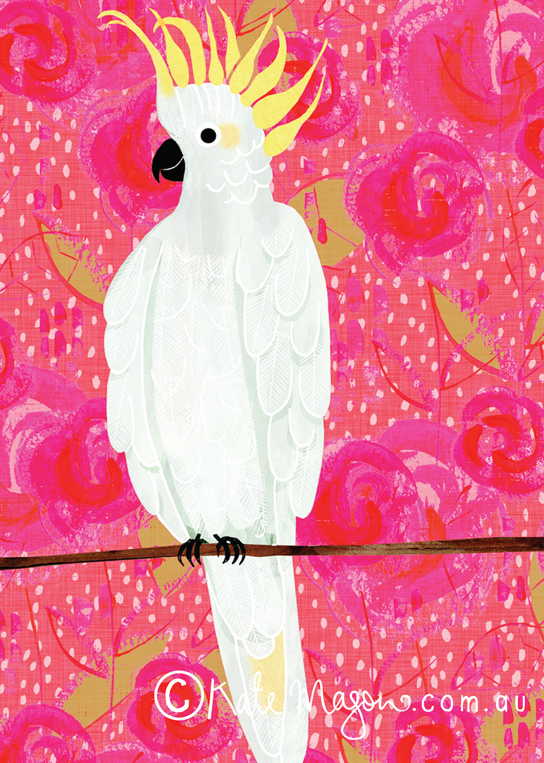 Cocky Fancy Floral POSTCARD Australia Snail Mail Stationery Gift