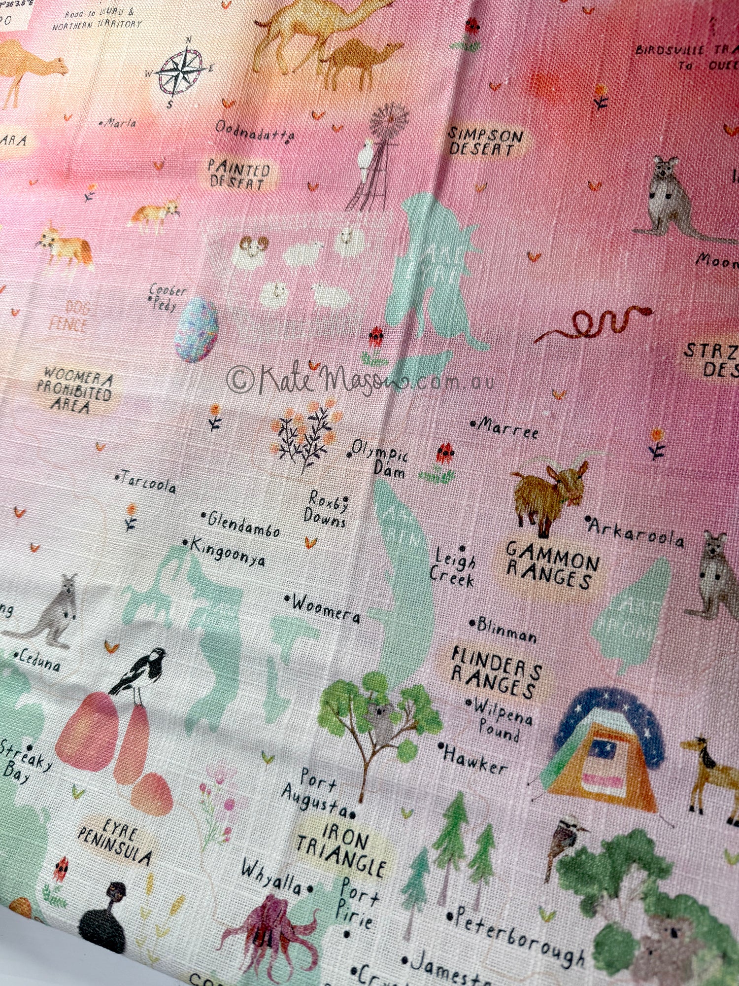 South Australia Map TEA TOWEL Adelaide South Australia Kitchen Gift