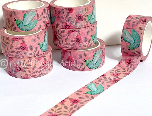 Bird Shabby Floral washi tape