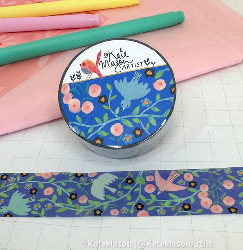 Bird Vine Blue washi tape