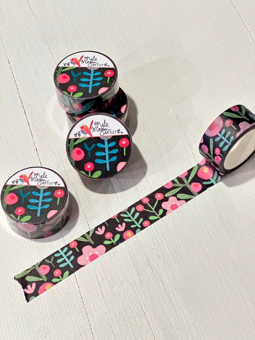 Floral Scandi Black washi tape