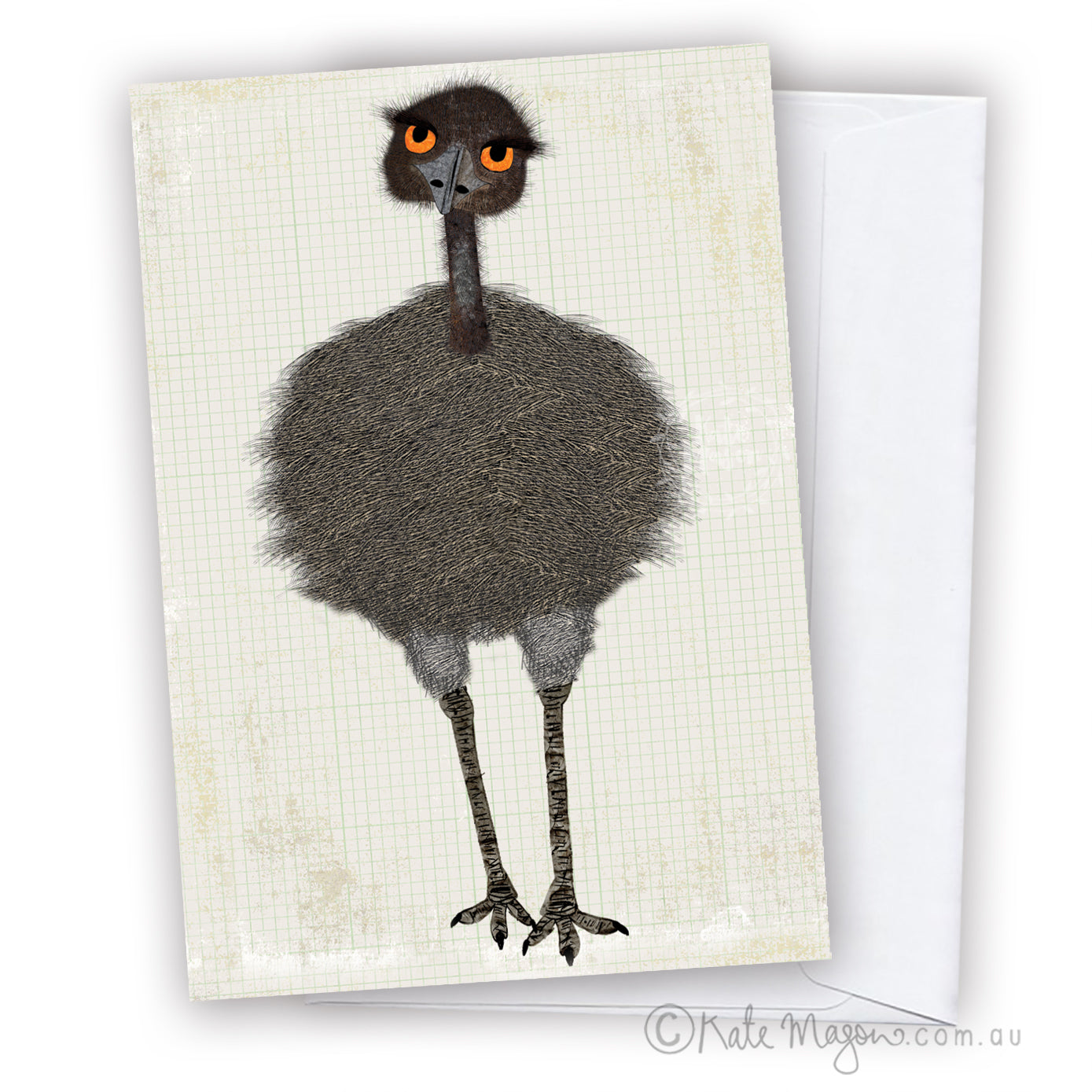 Emu Full Graph GREETING CARD Australia Snail Mail Stationery Gift