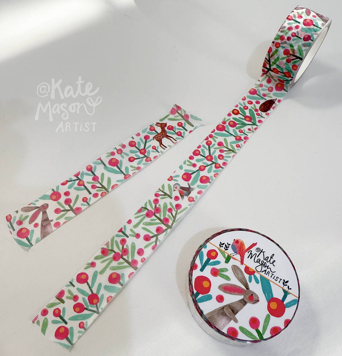 Hello Friend Bunny Floral White washi tape