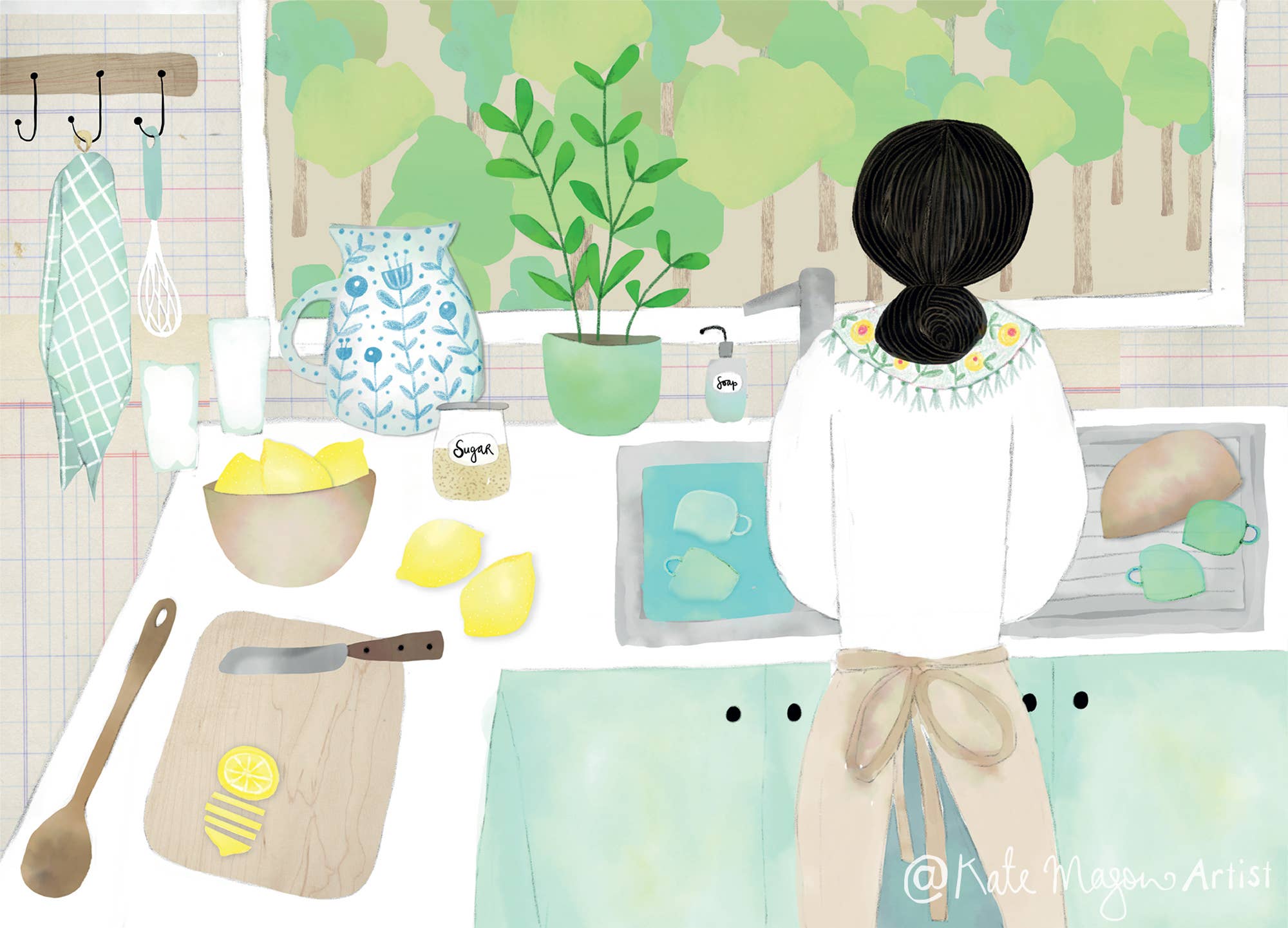Kitchen Scene postcard