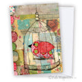 Birdcage Mixed Media greeting card