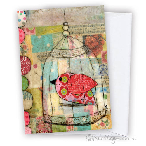 Birdcage Mixed Media greeting card