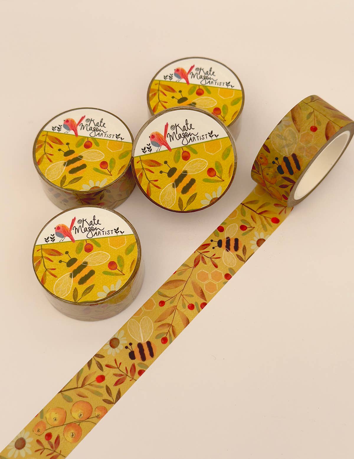 Bee Berries Yellow washi tape