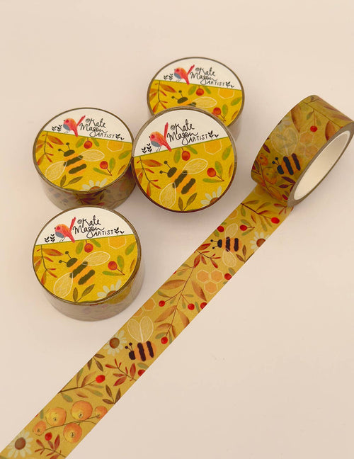 Bee Berries Yellow washi tape