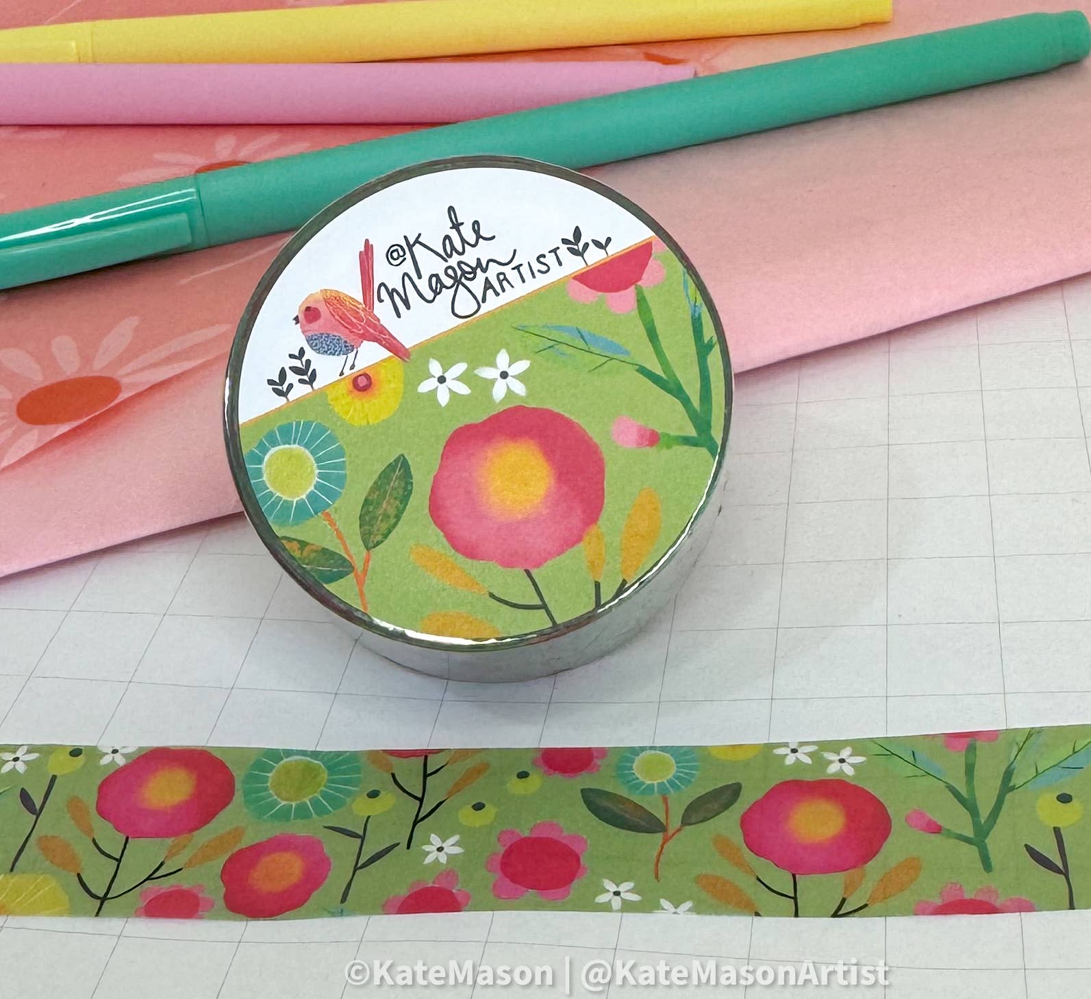 Floral Bright Green washi tape