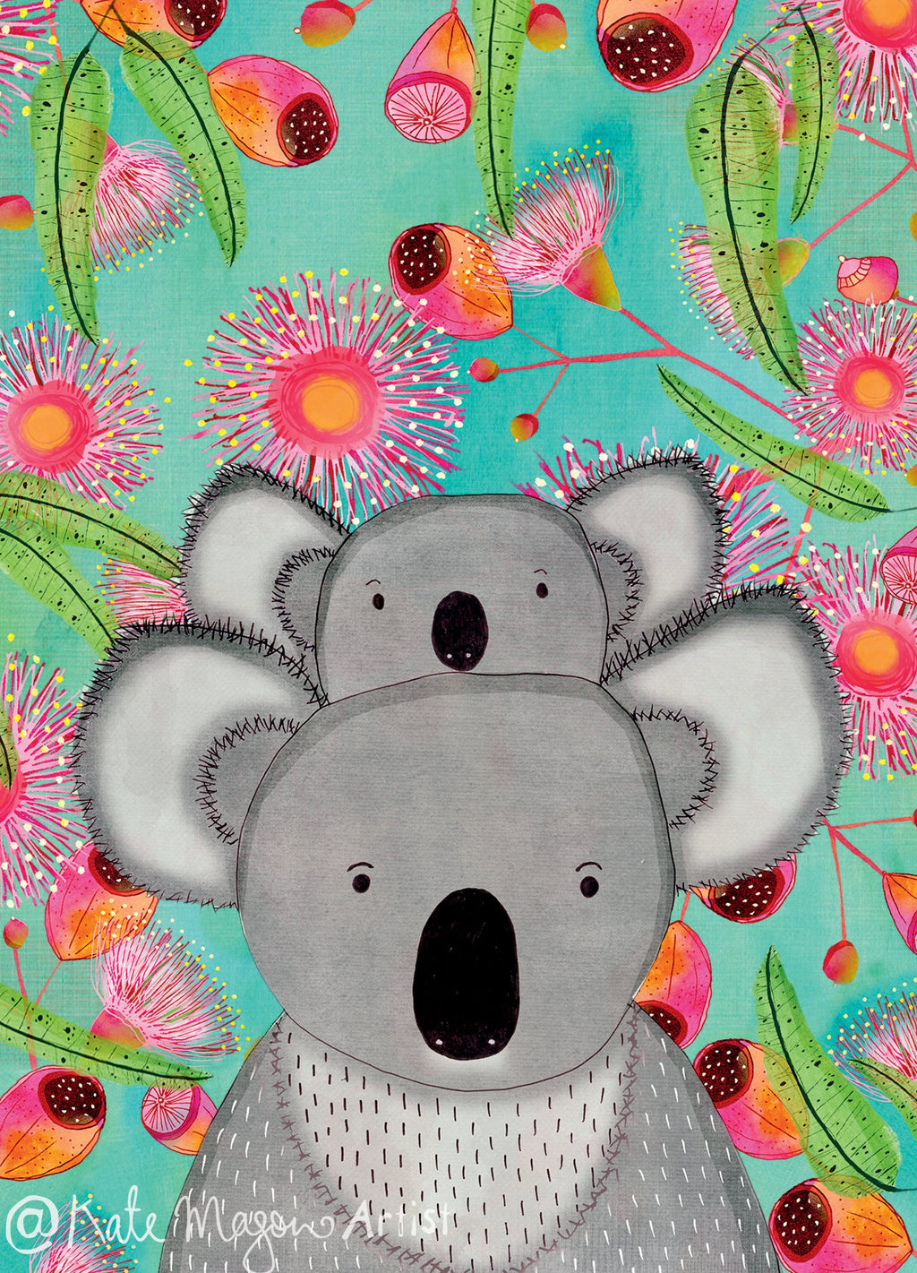 Koala Mumma POSTCARD Australian Fauna Snail Mail Post