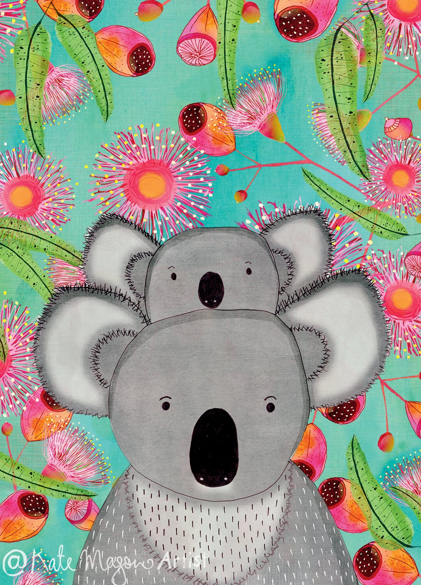 Koala Mumma POSTCARD Australian Fauna Snail Mail Post